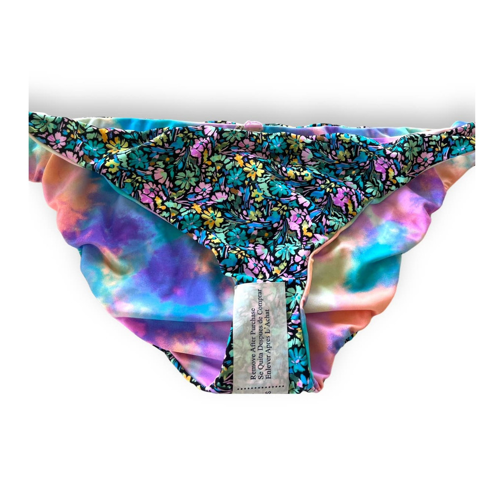 Raisins Low Rider Reversible FLORAL / TIE DYE Bikini Bottoms | Sz XL Beach Break - Picture 4 of 12